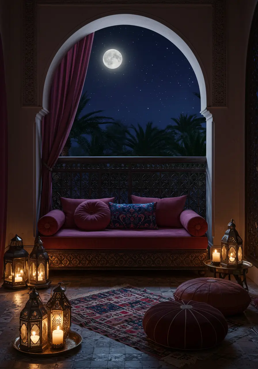 Drawing from the enchanting riads of Marrakech, this design creates an exotic escape where couples can lose themselves in Arabian nights magic.