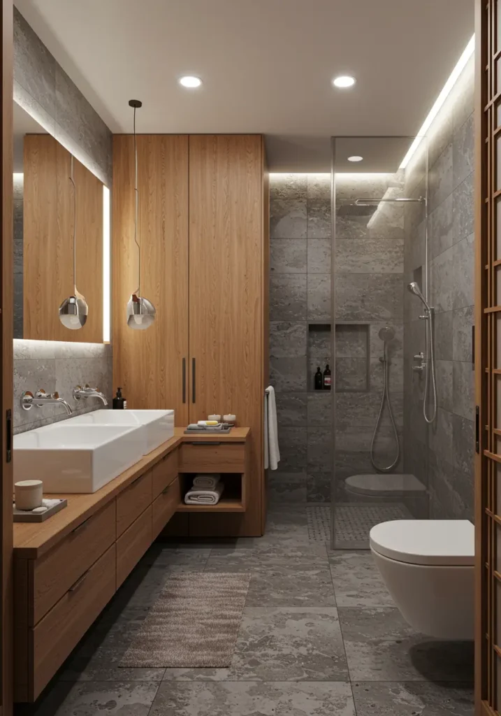 Embracing the Japanese philosophy of wabi-sabi and finding beauty in imperfection, this concept creates a meditative space using natural materials and asymmetrical balance. Perfect for homeowners seeking mindfulness and simplicity in their daily routines.