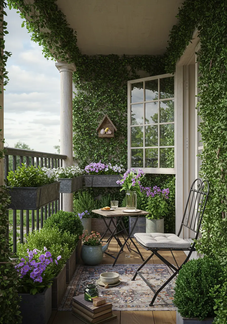 Inspired by English cottage gardens and romantic literature, this design creates an enchanted hideaway with climbing roses, vintage furniture, and whimsical details that transport you to the countryside.