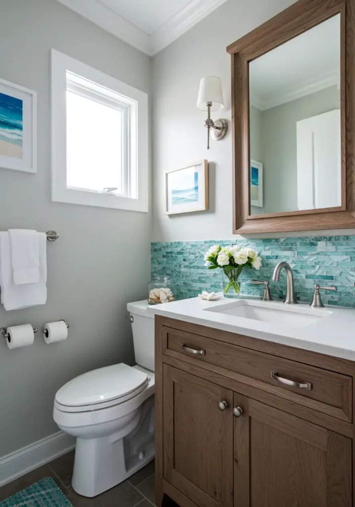 Inspired by weathered beach glass and driftwood, this design captures the serene beauty of coastal living through organic shapes, natural textures, and a soothing color palette that evokes endless ocean horizons.