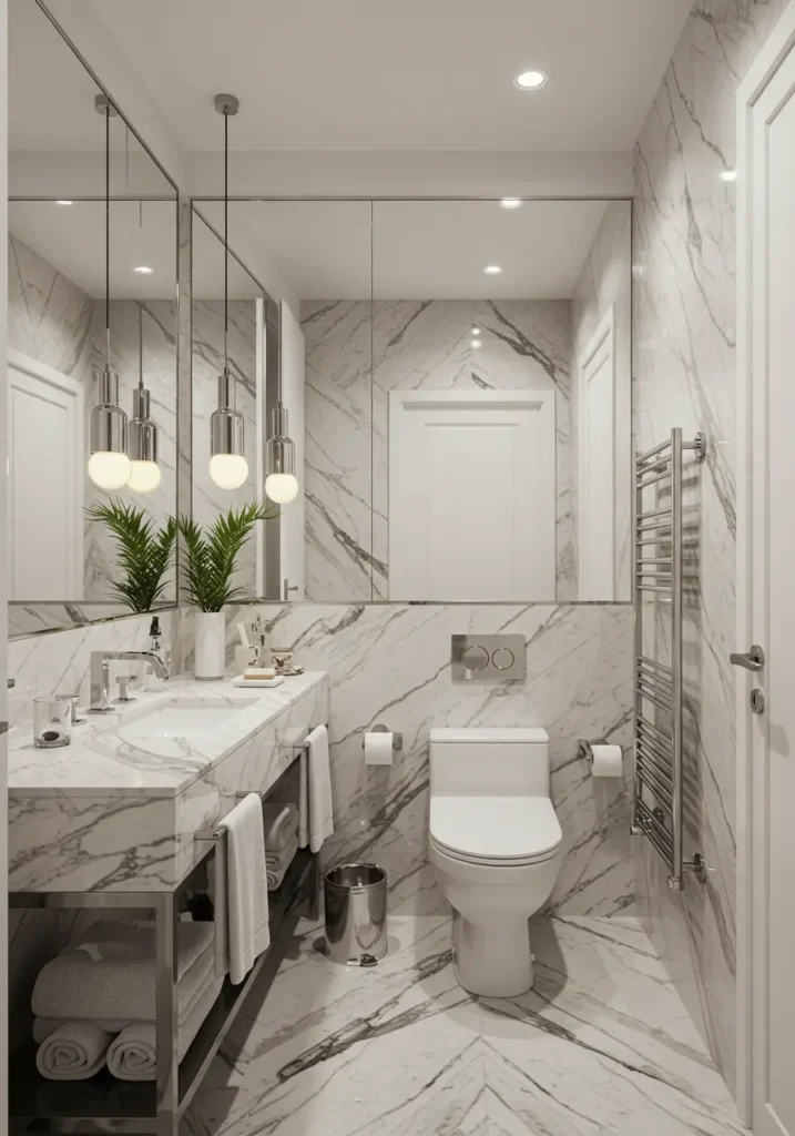 This sophisticated urban design captures the essence of high-end city living, featuring sleek materials, dramatic contrasts, and contemporary luxury that impresses the most discerning guests.