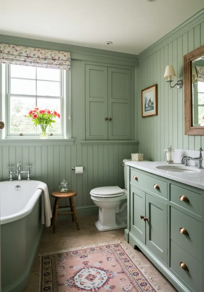 Capturing the charm of English countryside estates, this design brings pastoral elegance and cozy luxury to a compact space with traditional materials and romantic details.