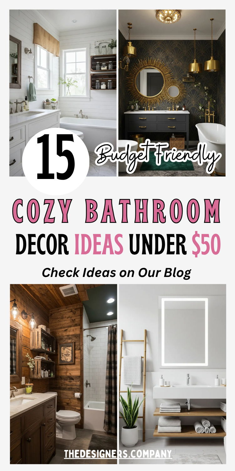 Transform your bathroom with these 15 budget-friendly cozy bathroom decor ideas under $50. From minimalist to rustic styles, these affordable decor options will give your bathroom a fresh, inviting look. Get inspired by modern designs, chic lighting, and natural elements that fit any budget.