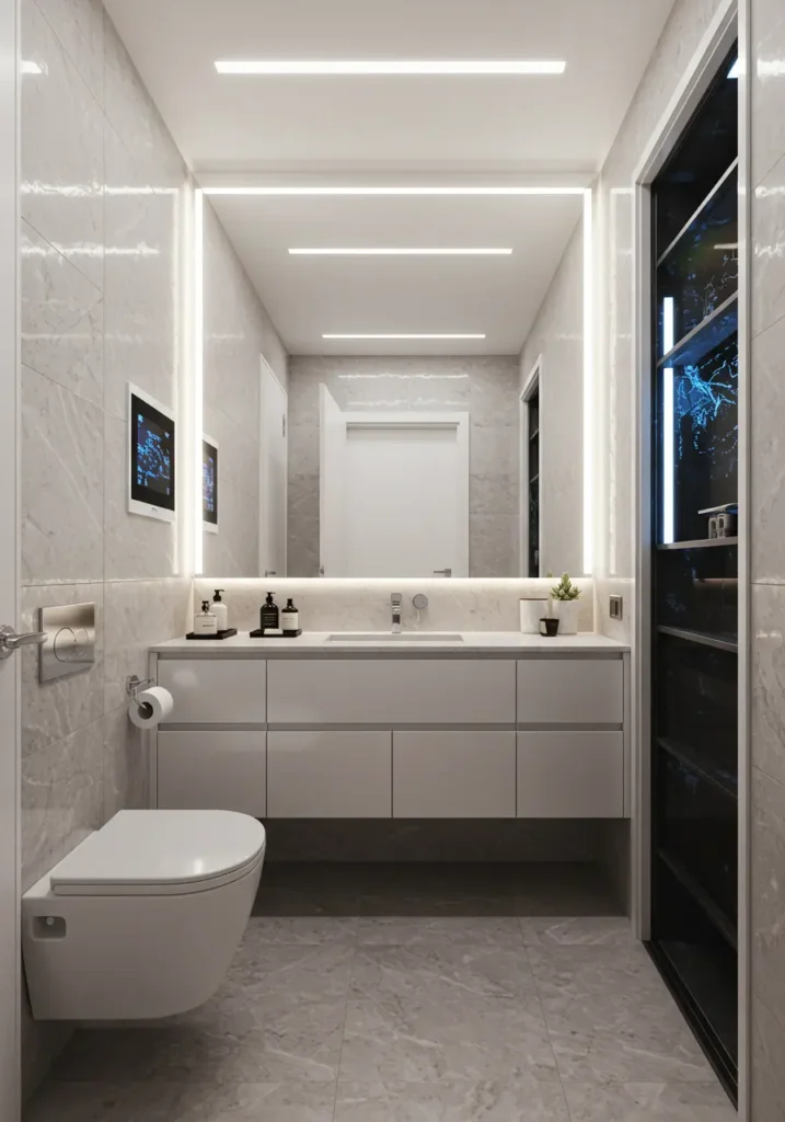 This cutting-edge design embraces the future with smart technology, innovative materials, and sleek aesthetics that create a high-tech experience while maintaining functional elegance.