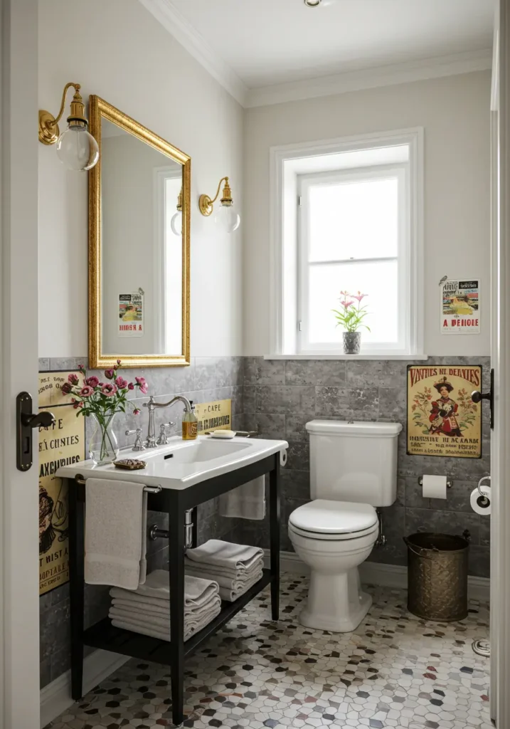 Capturing the romance and charm of a Parisian sidewalk café, this powder room creates an intimate European experience. Vintage elements and café culture details transform daily routines into special moments.