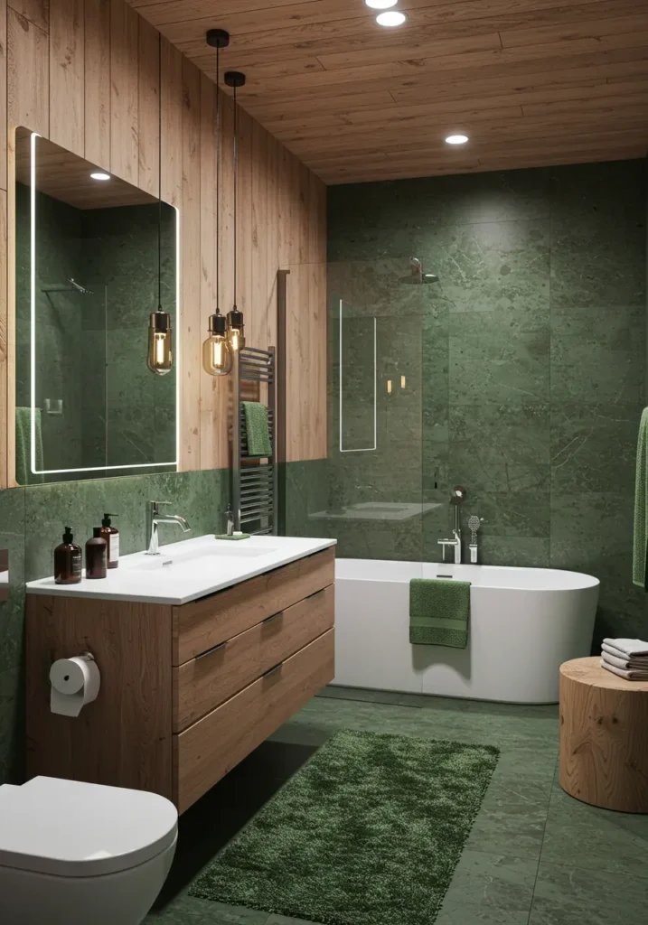 Drawing inspiration from Scandinavian forest cabins and connection to nature, this concept creates a serene retreat using natural wood, forest colors, and organic shapes. Perfect for homeowners who value sustainability and want to bring the calming essence of nature indoors.