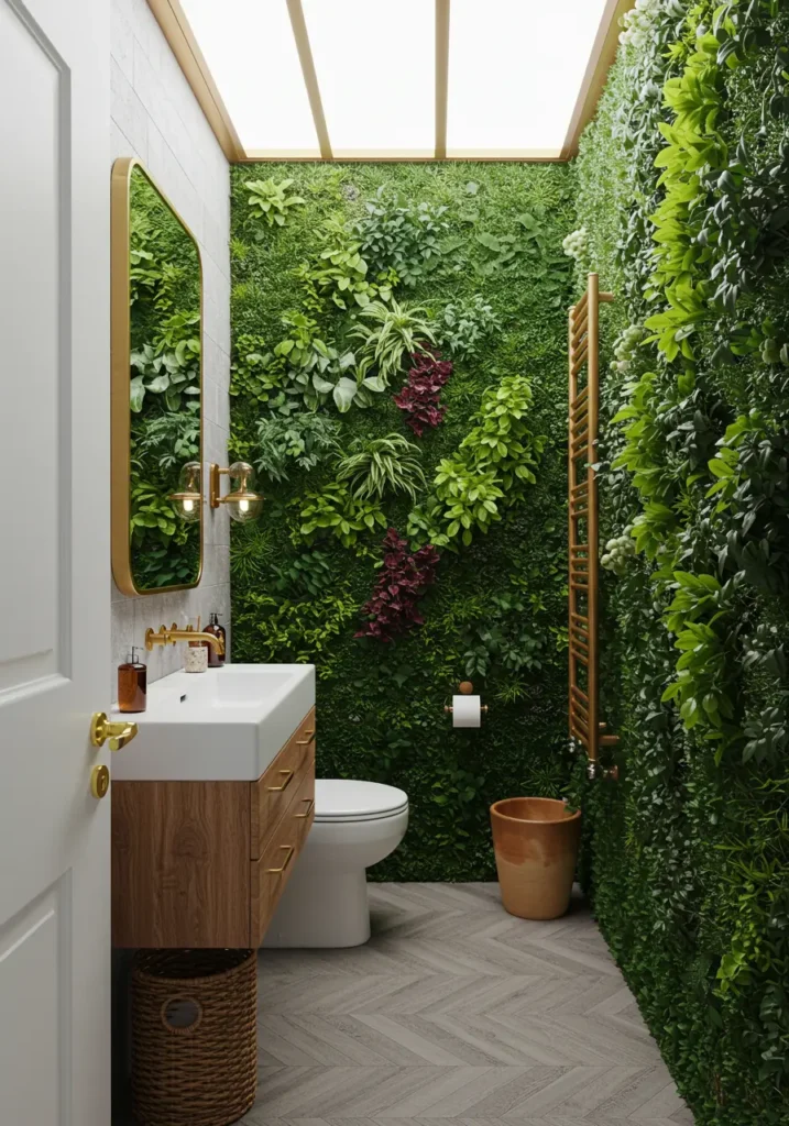 Transform your powder room into a lush botanical sanctuary that feels like stepping into a Victorian greenhouse. This design celebrates nature's beauty in the smallest of spaces, creating an unexpected escape that refreshes both body and spirit.