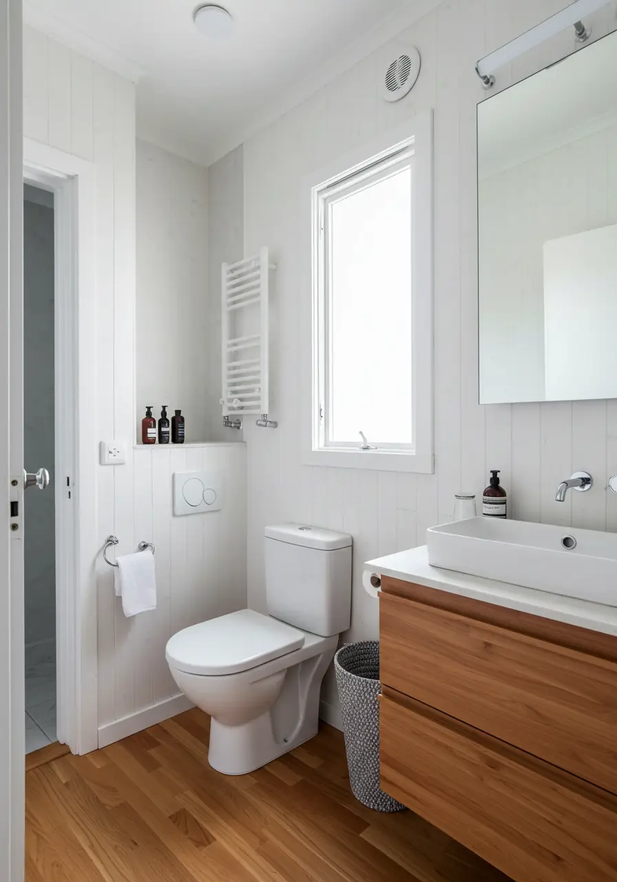 Drawing from the hygge philosophy and Nordic design principles, this powder room creates a zen-like retreat that promotes calm and well-being. The design emphasizes natural materials and clean lines for ultimate serenity.