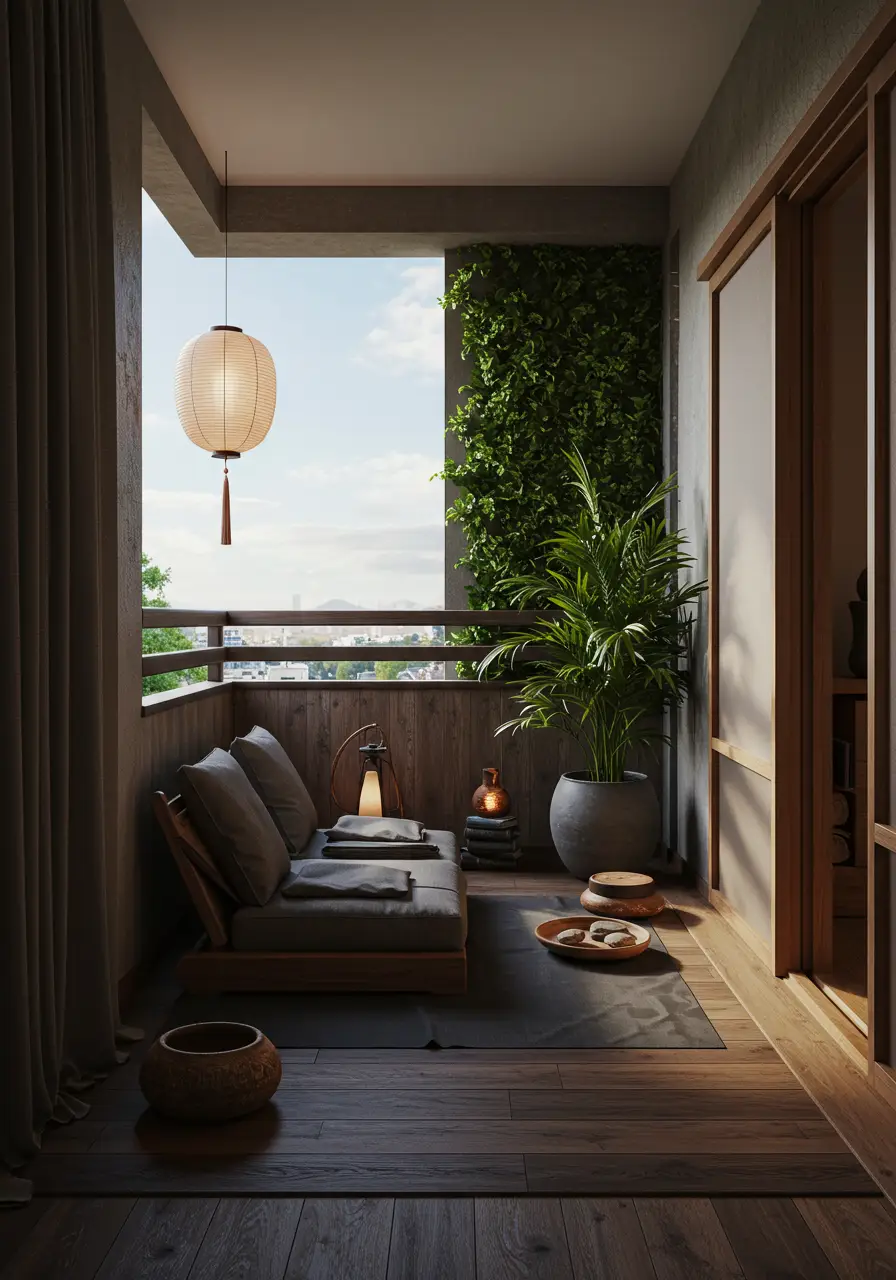 Inspired by traditional Japanese tea houses and modern wellness spaces, this design creates a serene meditation retreat that maximizes tranquility through thoughtful minimalism and natural materials.