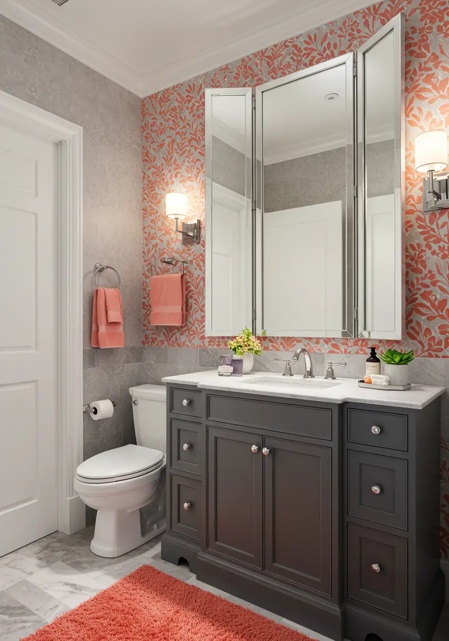 Perfect for families constantly on-the-go, this powder room functions as a rapid preparation station. Every element serves multiple purposes to maximize efficiency during busy mornings and quick touch-ups.
