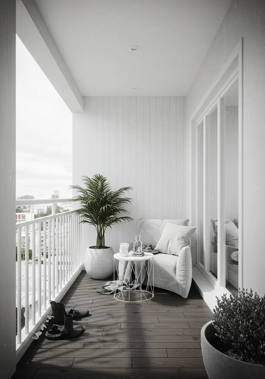 This concept explores the power of monochromatic design in creating visual calm and mental clarity. By limiting the color palette to various shades of white and gray, the space becomes a study in texture, form, and purposeful design.