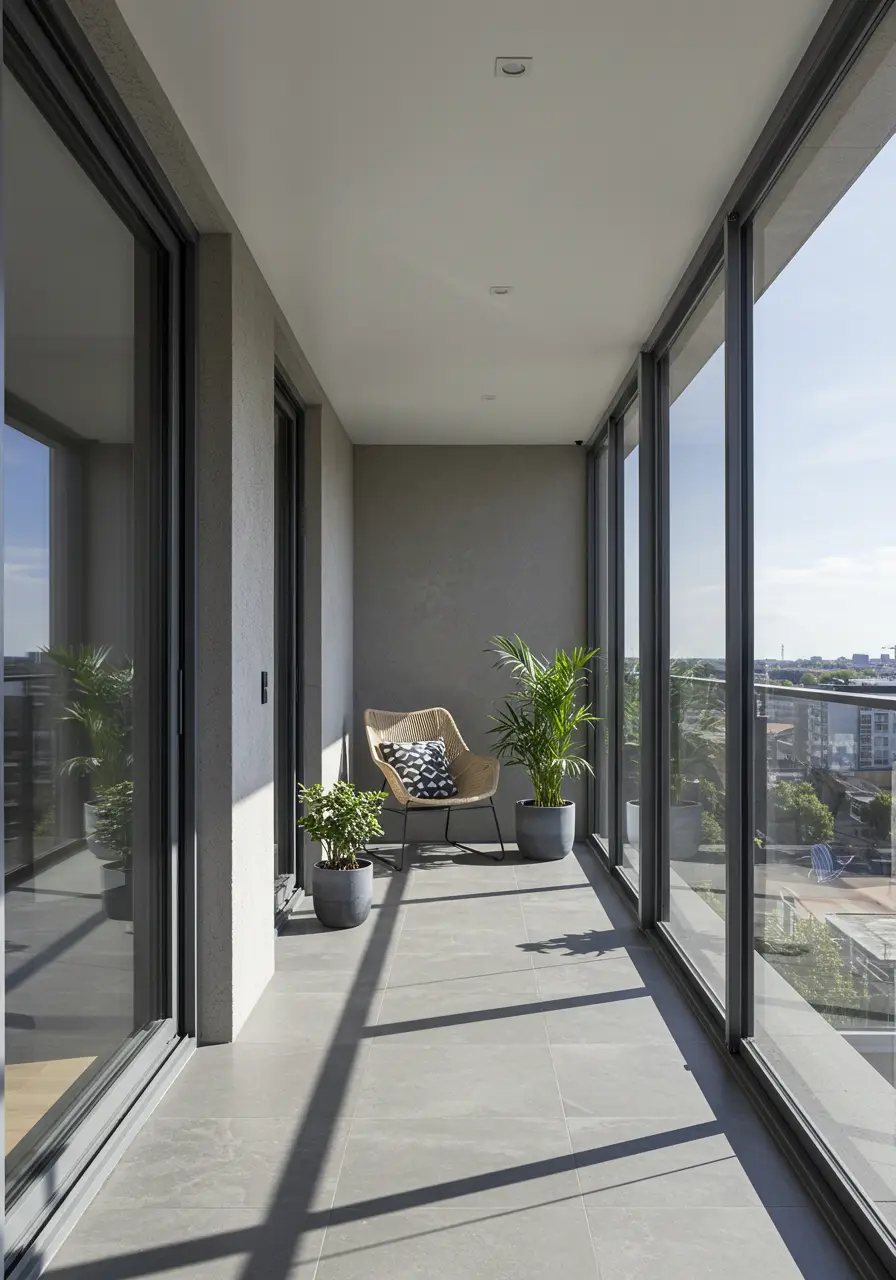 Inspired by contemporary architecture and industrial design, this concept uses transparency and reflection to create the illusion of expanded space while maintaining clean lines and functional beauty.