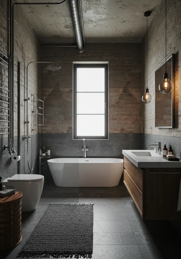 Celebrating raw materials and exposed infrastructure, this design embraces the beauty of unfinished elements common in converted warehouse spaces.