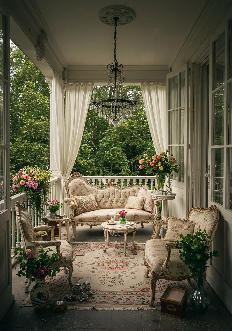 Channeling the elegance of English garden parties, this design creates a whimsical, romantic setting perfect for afternoon tea or evening champagne.