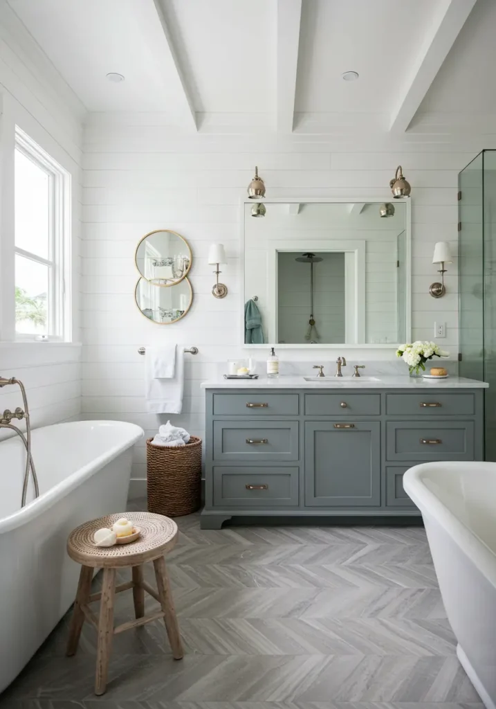 Channeling endless summer days by the shore, this design uses weathered textures and ocean-inspired colors to create a perpetual vacation feeling.