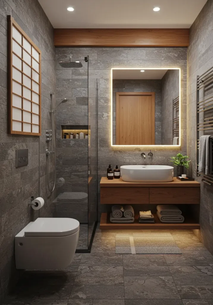 Drawing from traditional Japanese bathing culture and the principles of wabi-sabi, this design creates a meditative space that celebrates imperfection and natural beauty.