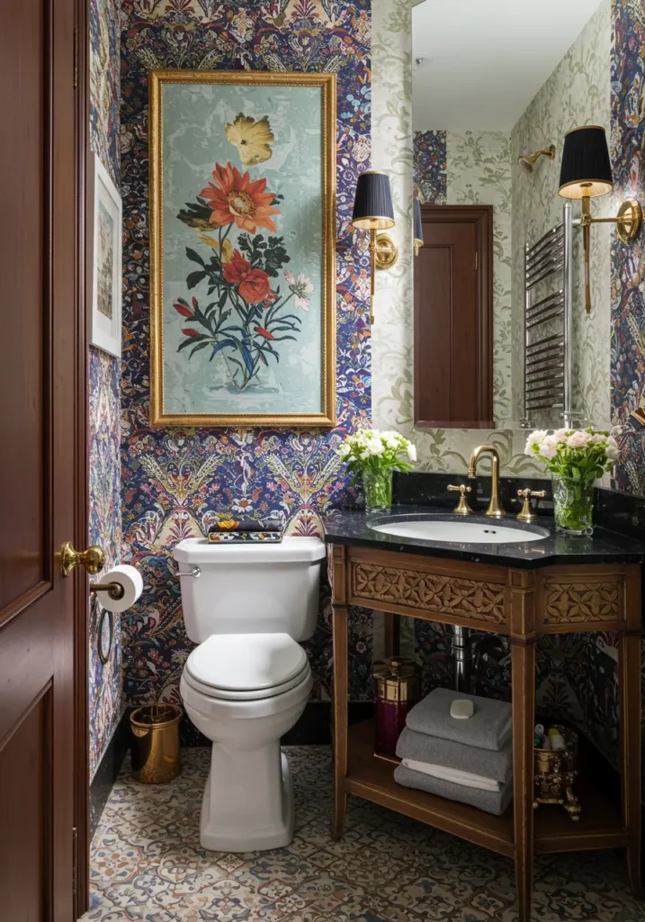 This bold concept embraces the "more is more" philosophy, creating a dazzling display of colors, patterns, and textures that feels like stepping into a precious gemstone collection.