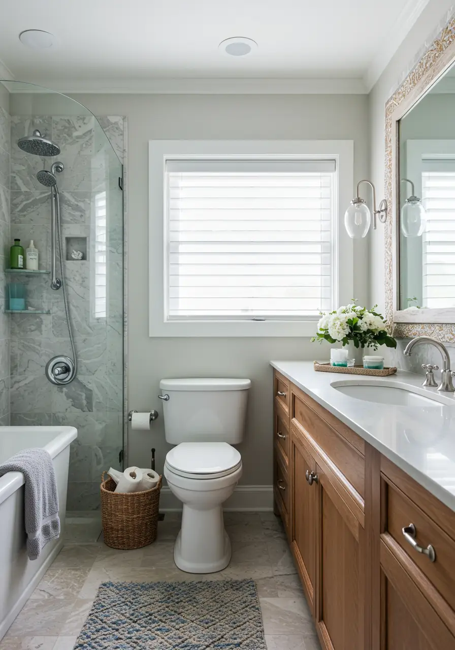 Capturing the essence of windswept dunes and ocean breezes, this powder room brings the tranquility of the seaside indoors through natural textures, weathered finishes, and a palette inspired by sea glass and driftwood.