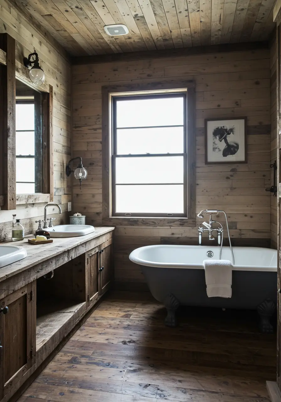 Blending contemporary functionality with rustic charm, this design celebrates natural imperfections and handcrafted details while maintaining modern luxury amenities