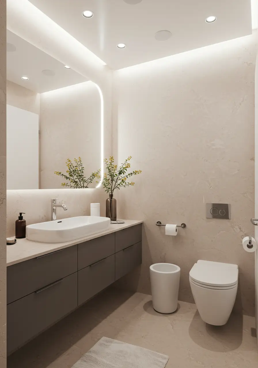 Inspired by water erosion patterns and natural rock formations, this design softens minimalism through gentle curves and flowing forms while maintaining clean simplicity.