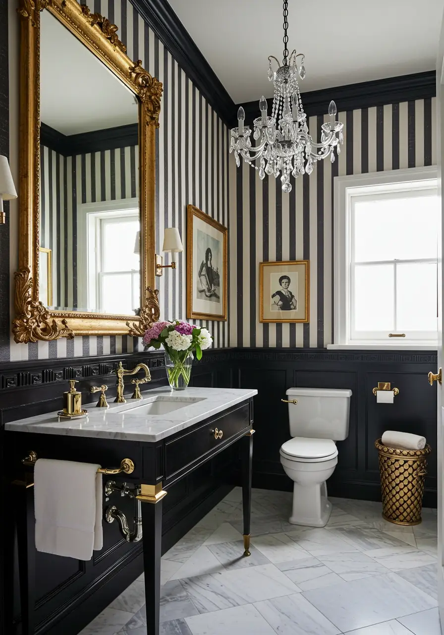 Inspired by English Regency style, this design emphasizes classical motifs, bold color contrasts, and architectural details that reflect the grandeur of early 19th-century design.