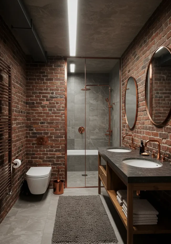 This design embraces the basement's inherent industrial character while creating a luxurious retreat. The concept draws inspiration from converted loft spaces and urban warehouses, transforming the utilitarian basement into a sophisticated sanctuary.