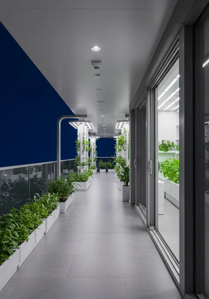 Embracing cutting-edge technology and sustainable living, this design represents the future of urban gardening with smart systems and innovative materials.