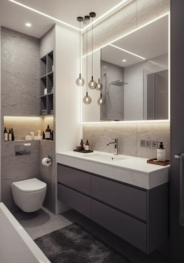 Embracing cutting-edge technology and forward-thinking design, this concept creates a high-tech bathroom experience with smart features, sleek surfaces, and innovative solutions that anticipate and respond to user needs.