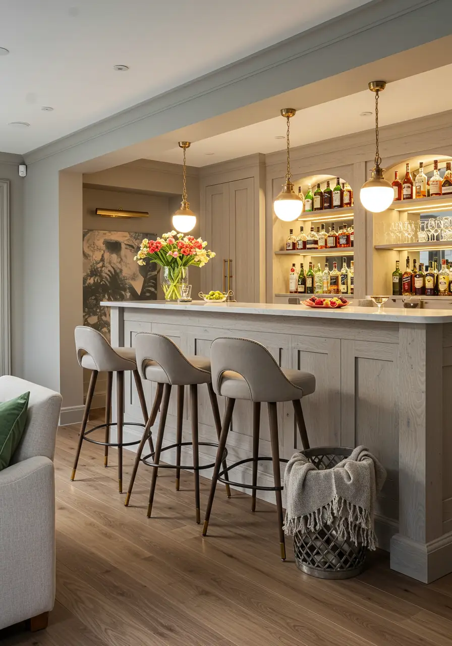 Embracing the Danish concept of coziness and comfort with light woods, soft textures, and warm lighting for intimate gatherings.