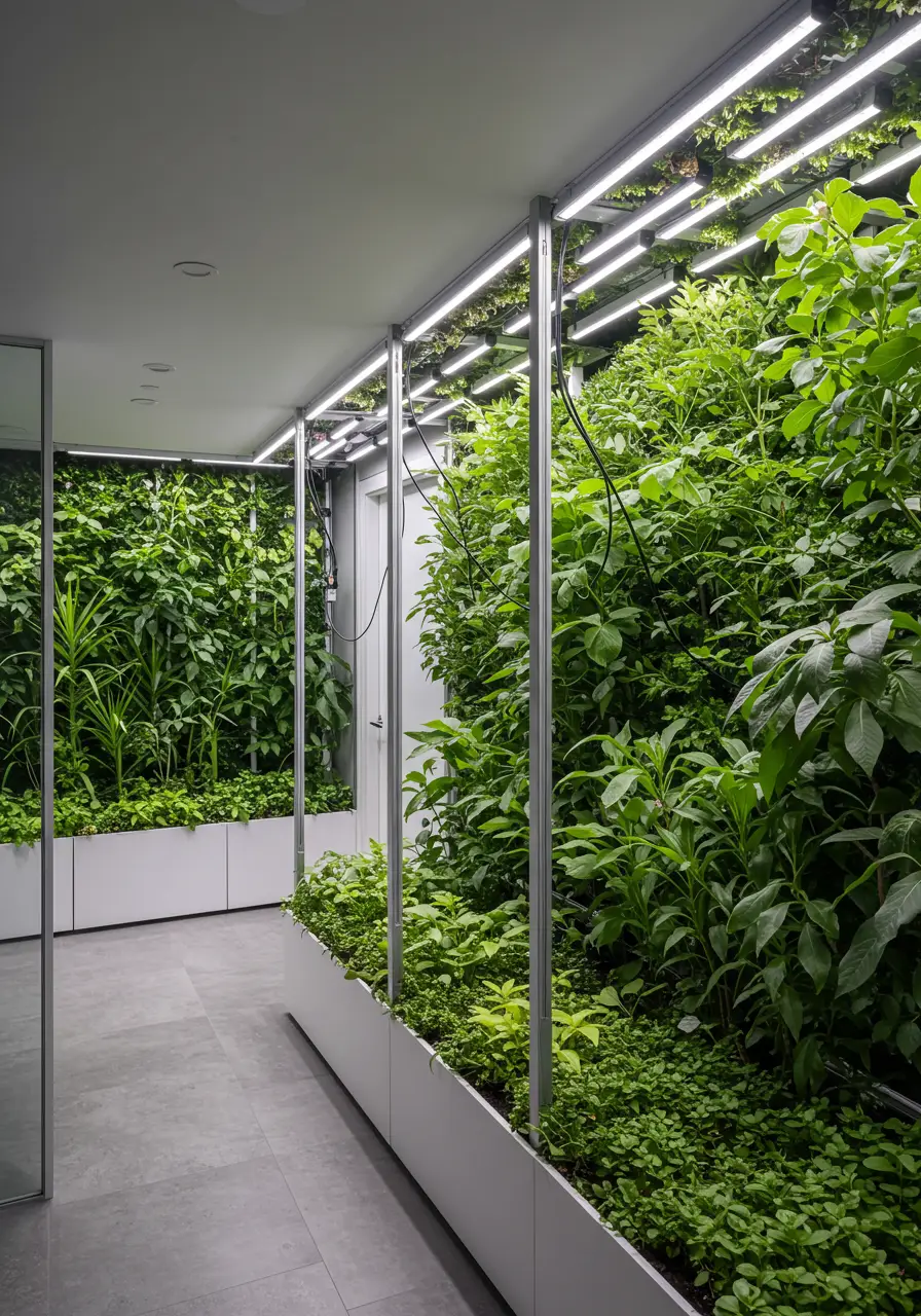 Transforming the basement into a lush indoor garden that challenges the perception of below-ground spaces, this concept uses advanced grow lighting and hydroponic systems to create a year-round botanical paradise that purifies air and lifts spirits.