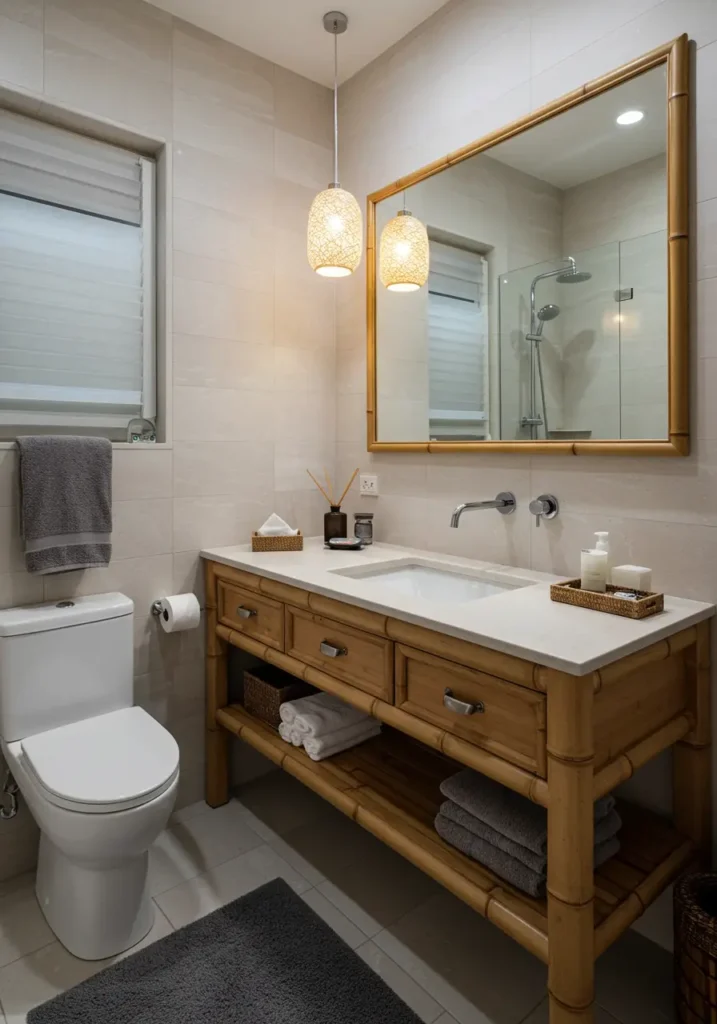 This concept embraces Japanese design philosophy of simplicity and natural harmony, creating a peaceful sanctuary that feels spacious through careful restraint and natural materials.