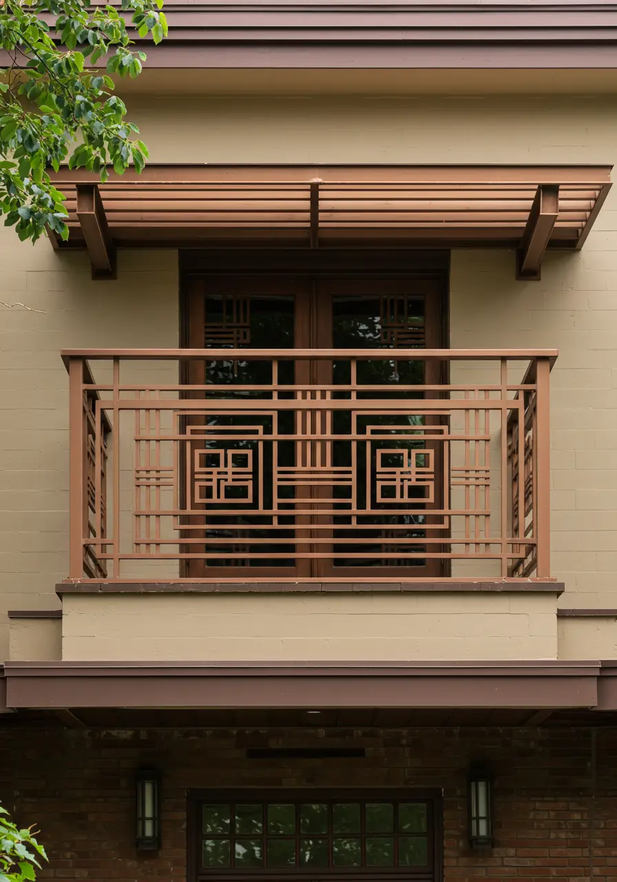Frank Lloyd Wright's Prairie School movement influences this horizontal-emphasis design. The concept celebrates the relationship between architecture and landscape while maintaining budget consciousness through efficient design.