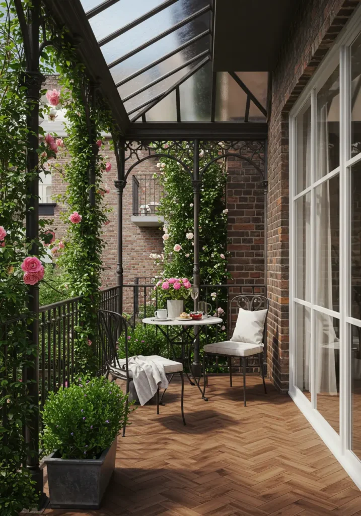 Inspired by Victorian conservatories and English countryside gardens, this design creates a formal yet romantic botanical retreat.