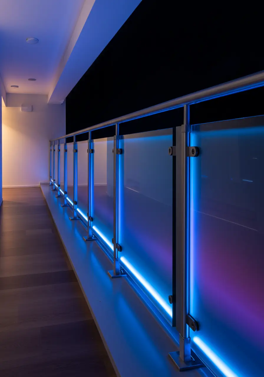 This futuristic concept integrates cutting-edge technology seamlessly into railing design, creating an intelligent outdoor space that responds to environmental conditions and user preferences.