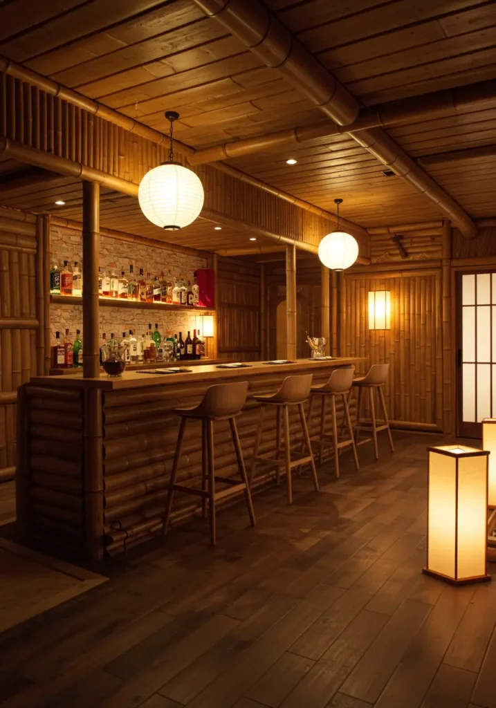 Create a serene, minimalist space inspired by traditional Japanese design principles with natural materials and peaceful aesthetics.