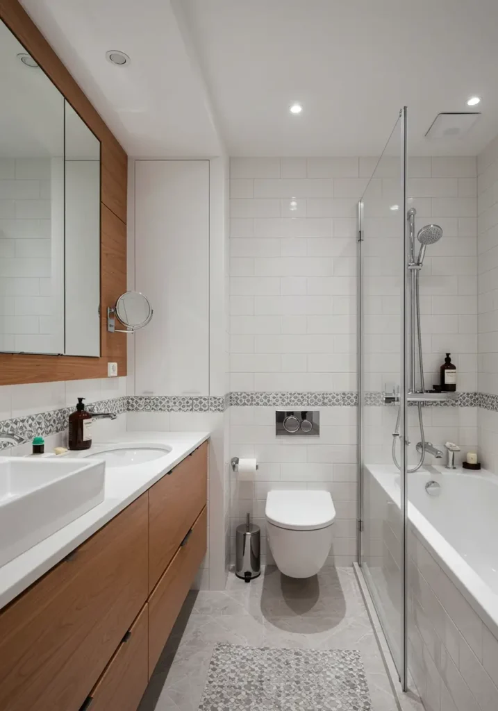 Inspired by Nordic wellness traditions, this design creates a serene spa-like atmosphere that maximizes natural light and promotes tranquility. The concept focuses on clean lines, natural materials, and a calming color palette to transform the basement into a wellness sanctuary.