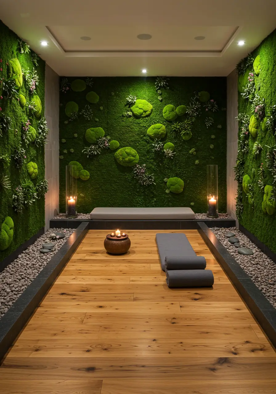 Transforming the basement into a tranquil wellness retreat that rivals high-end spas, this concept emphasizes natural materials, soothing water features, and biophilic design elements to create a space dedicated to mental and physical restoration.
