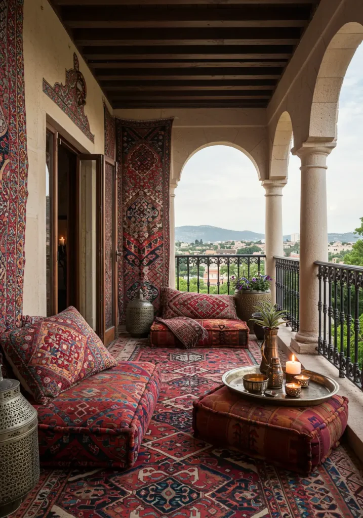 Channeling the free-spirited energy of global nomads and artisan markets, this design layers rich textures, vibrant colors, and eclectic elements for a worldly, artistic atmosphere.