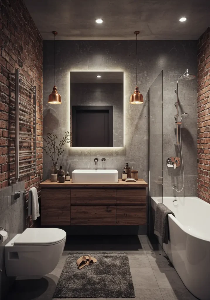 Drawing from converted warehouse lofts in Brooklyn and London, this design celebrates raw materials and industrial fixtures while maintaining the comfort and functionality needed for daily use.