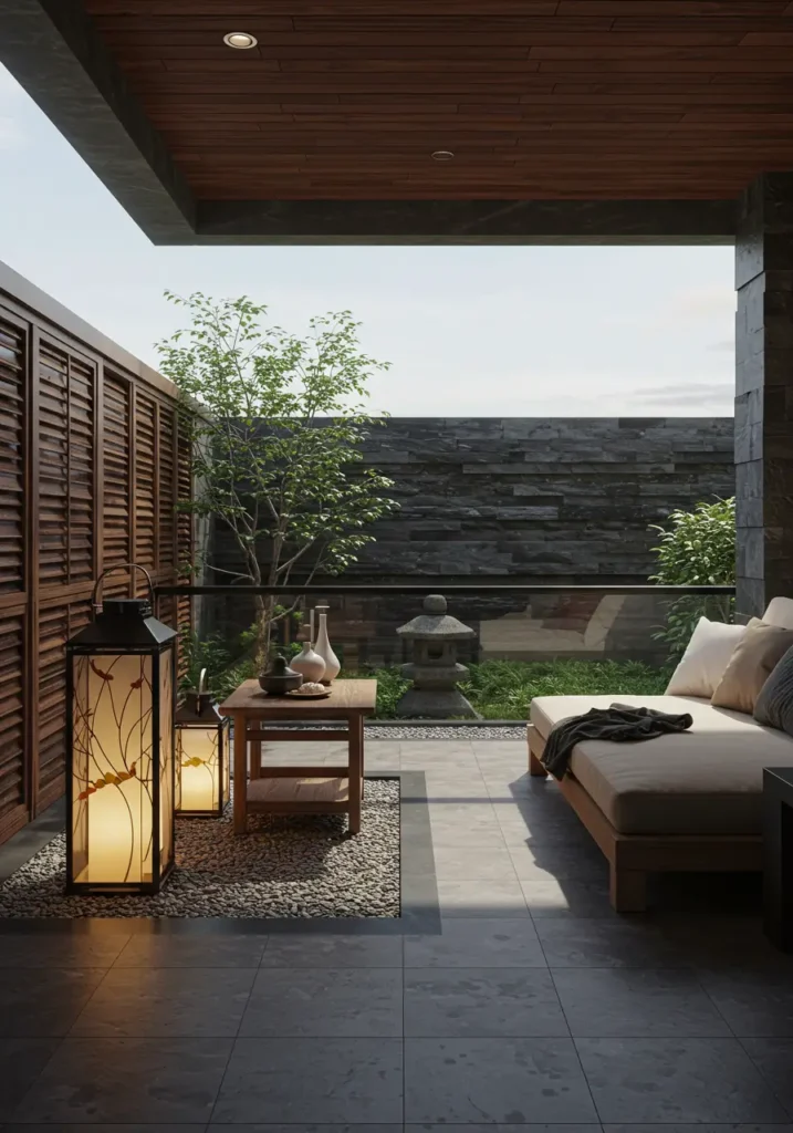 Inspired by traditional Japanese gardens, this design creates a serene meditation space that promotes mindfulness and connection with nature through carefully curated elements.