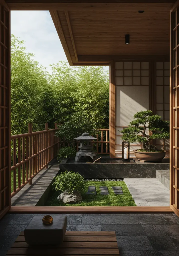 Rooted in the principles of Japanese aesthetics and mindfulness, this design creates a tranquil space for meditation and contemplation through carefully balanced elements and natural materials.