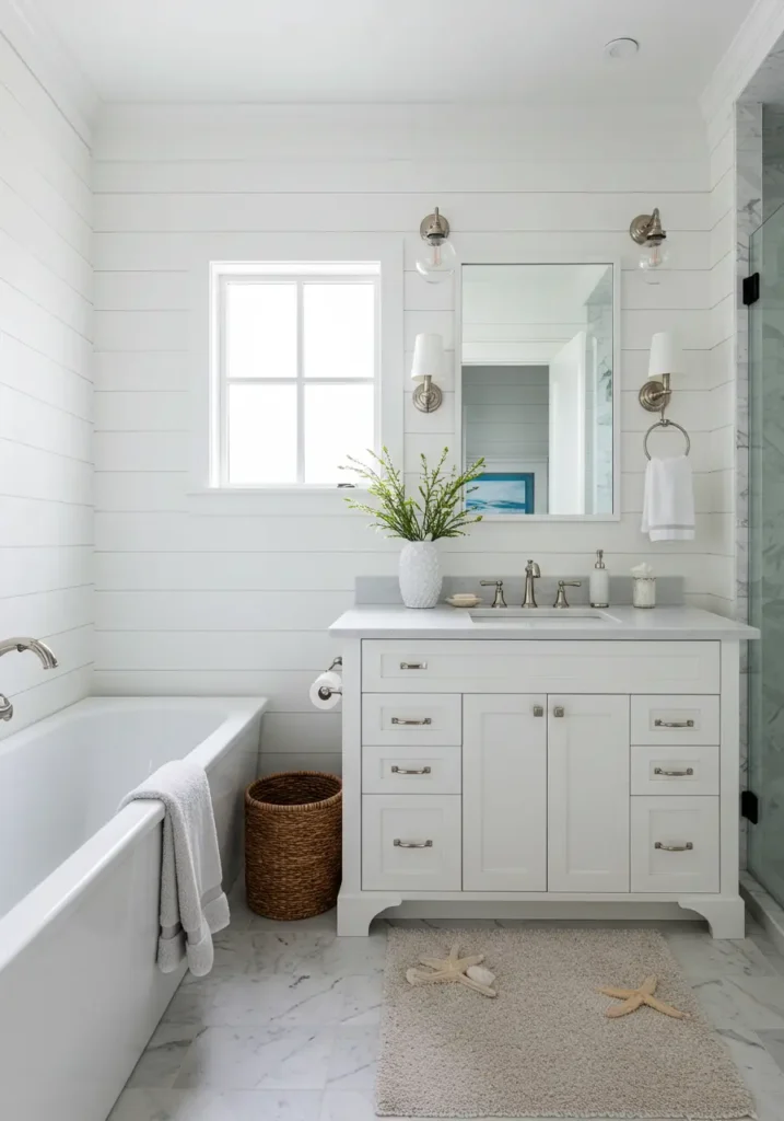 This design captures the endless expanse of the ocean horizon, using horizontal lines and coastal materials to create a sense of infinite width and seaside tranquility.