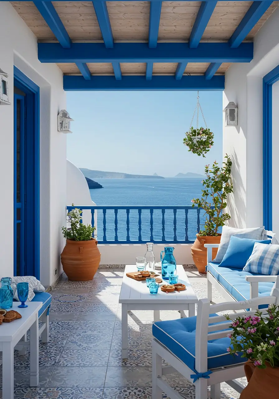 Capturing the essence of Greek islands and Italian coastal towns, this design brings Mediterranean charm with whitewashed walls, blue accents, and the relaxed luxury of seaside living.