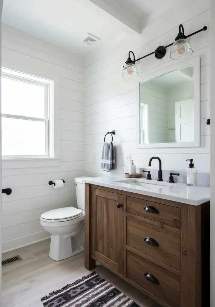 This concept combines rustic farmhouse elements with modern functionality, using reclaimed wood accents and vintage-inspired fixtures to create a warm, welcoming space that feels both current and timeless.