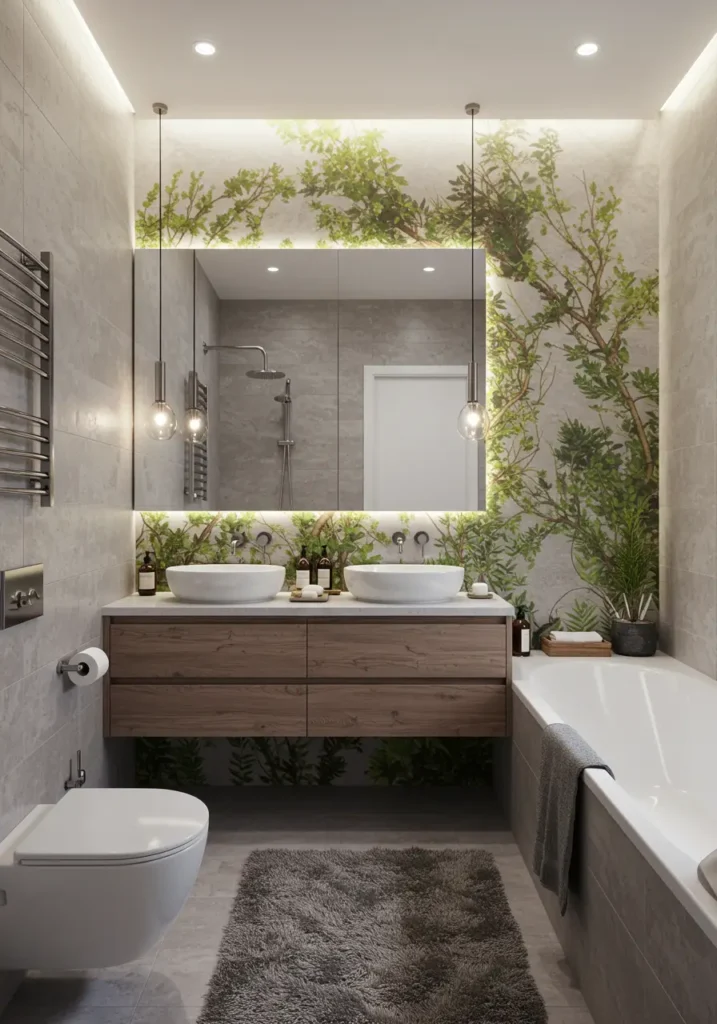 This design brings the outdoors in through living walls, natural materials, and organic forms that create a harmonious connection with nature.