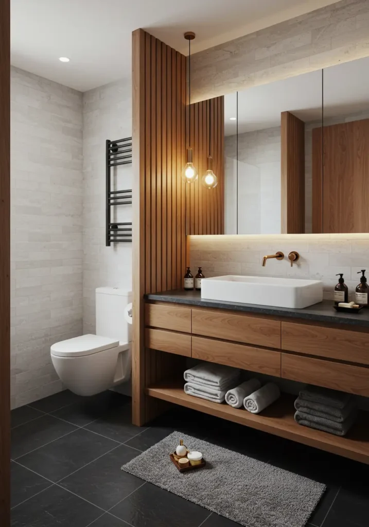 Rooted in traditional Japanese bathhouse design and contemporary ryokan aesthetics, this concept transforms the bathroom into a meditation space. The design emphasizes natural materials and the beauty of negative space.