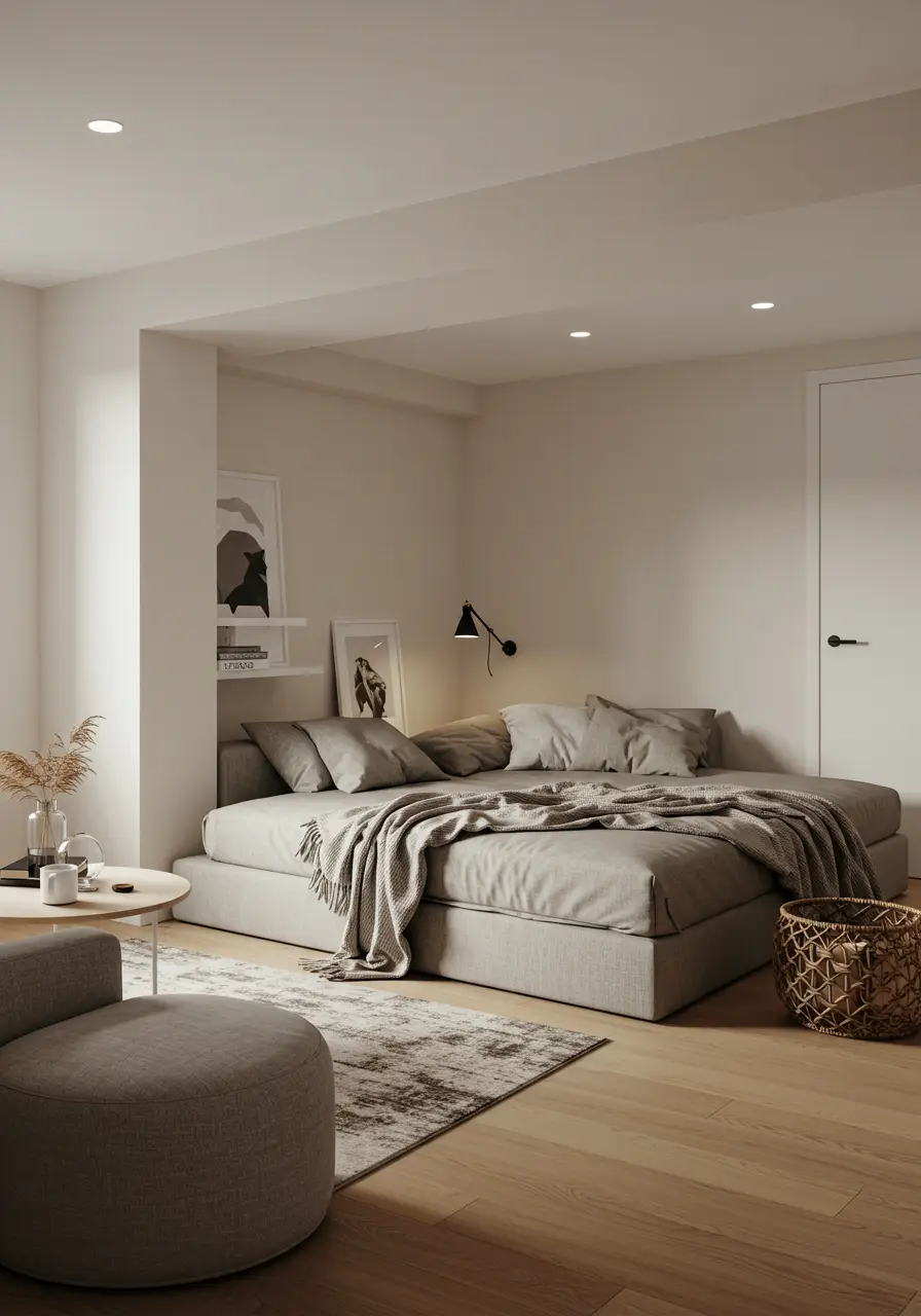 Embodying the Danish concept of hygge, this basement design emphasizes comfort, warmth, and simplicity through natural materials, soft textiles, and a carefully curated color palette that promotes relaxation and contentment.