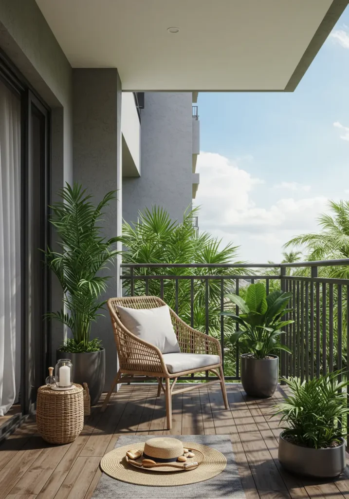 Transform your balcony into a luxurious tropical resort retreat that evokes the feeling of perpetual vacation. Inspired by Balinese resorts and Caribbean beach clubs, this design brings exotic paradise to urban living with lush plantings and resort-quality amenities.