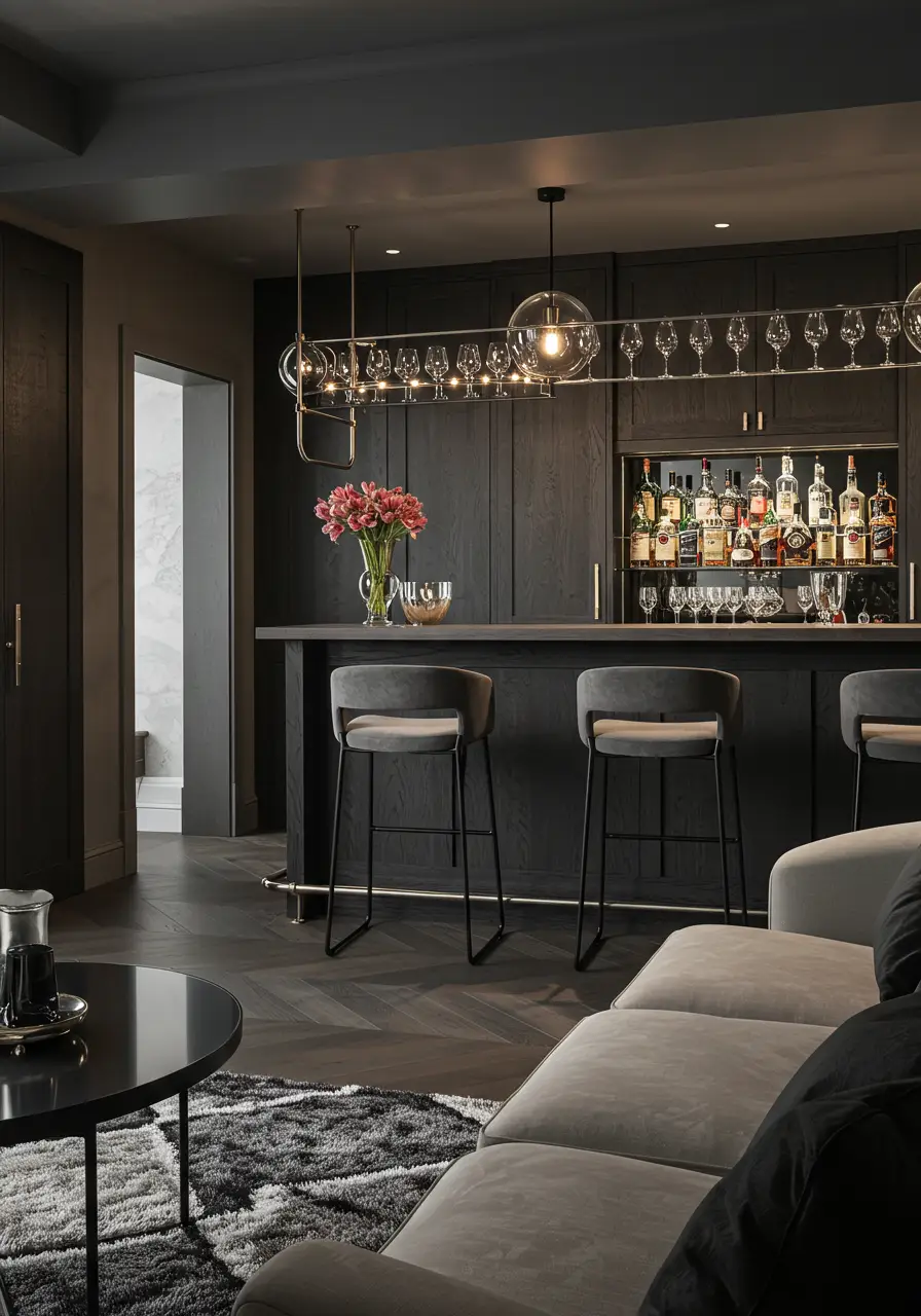 Clean lines and industrial materials create a sophisticated city loft aesthetic that maximizes space and minimizes clutter.