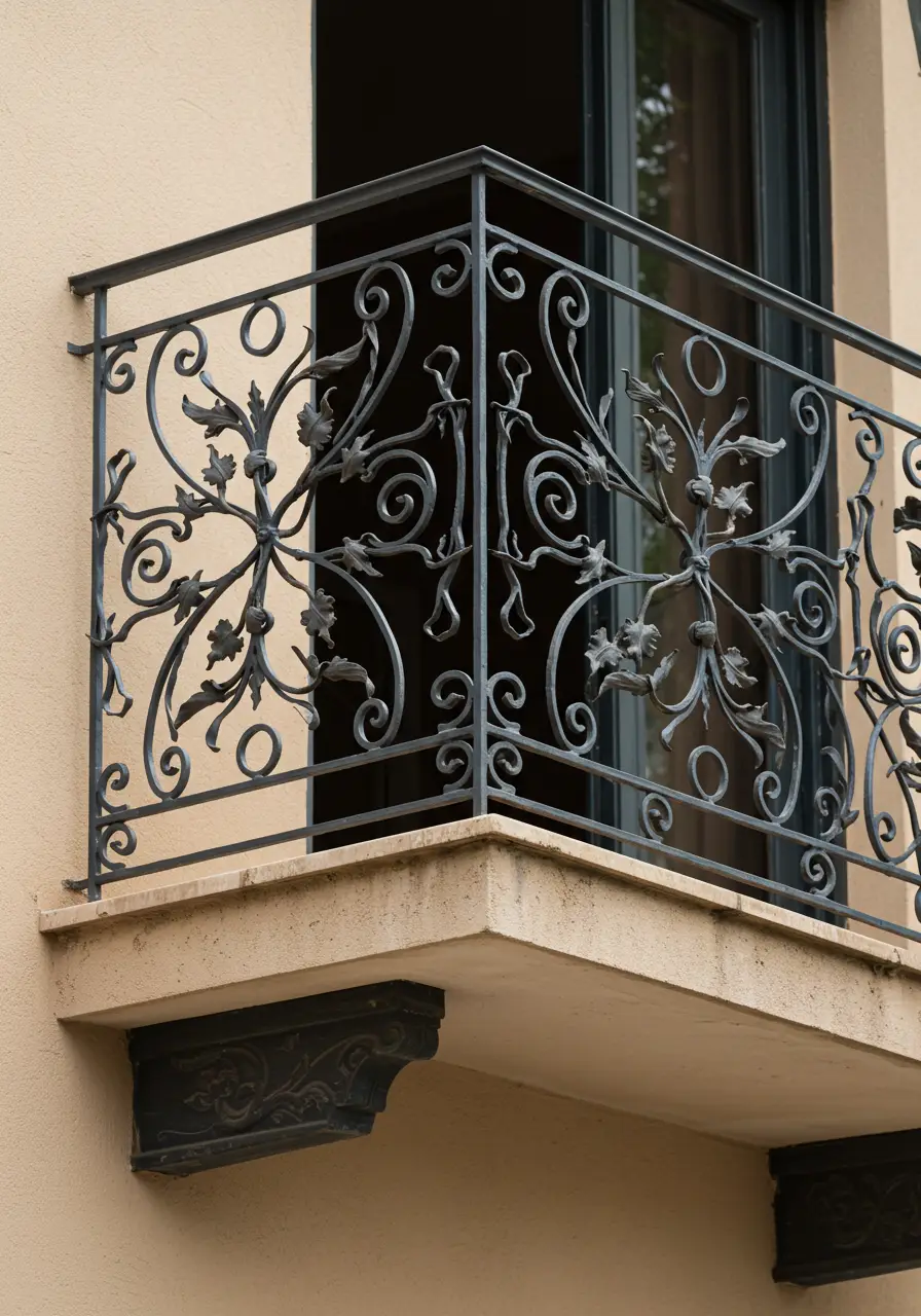 This design captures the romantic essence of Mediterranean courtyards, featuring hand-forged ironwork that tells a story of traditional craftsmanship and timeless elegance.